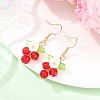 Flower with Round Acrylic & Glass Bead Dangle Earrings EJEW-JE06634-3