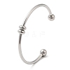 Non-Tarnish Screw End Ball 304 Stainless Steel Open Cuff Bangles BJEW-G677-01P-3