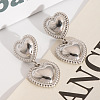 304 Stainless Steel Heart Dangle Stud Earrings CY2575-2-1