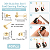 SUNNYCLUE 40Pcs 304 Stainless Steel Ball Post Stud Earring Findings STAS-SC0005-27-2