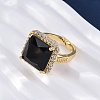 Brass Micro Pave Clear Cubic Zirconia Cuff Rings for Women RJEW-A062-04G-5