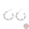 Rhodium Plated 925 Sterling Silver Stud Earrings EJEW-K258-22P-1