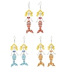Copper Wire with Glass Beads Dangle Earrings EJEW-MZ00816-2