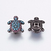 Eco-Friendly Brass Micro Pave Cubic Zirconia Beads ZIRC-G119-15-RS-2