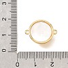 Natural Tiger Eye & Natural Shell Brass Flat Round Links Connector Charms KK-N289-16G-01-3