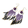 Halloween Glass Seed Tassel Earrings for Women EJEW-MZ00798-02-4