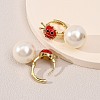 Ladybug with Round Brass Micro Pave Cubic Zirconia Hoop Earrings EJEW-Z164-26G-3