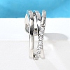 Brass Clear Cubic Zirconia Cuff Earrings EJEW-Q025-04P-4