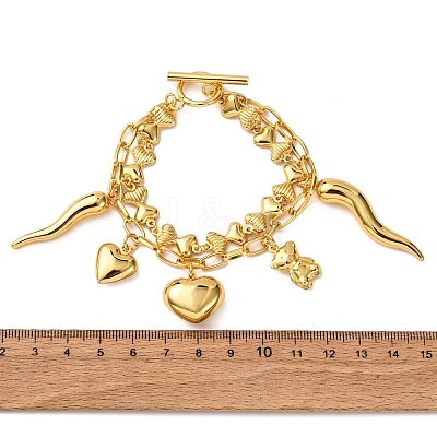 304 Stainless Steel Bowknot Link Chain Multi-strand Bracelets BJEW-G758-01G-1