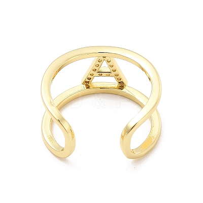 Clear Cubic Zirconia Initial Letter Open Cuff Ring RJEW-A012-01G-A-1