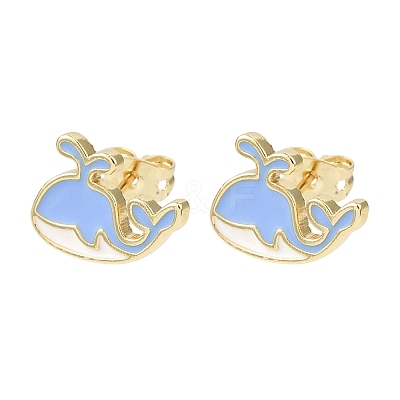 Brass Enamel Stud Earrings LS-EJEW-B152-01G-03-1