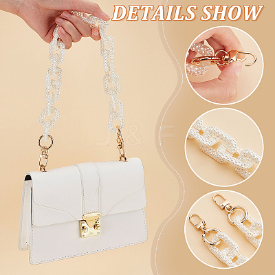 Acrylic Imitation Pearl Rectangle Link Purse Chains FIND-WH0126-254-1