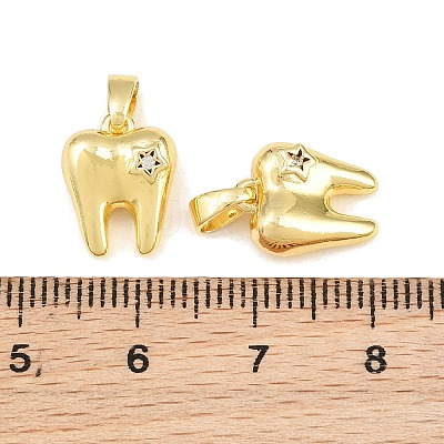 Brass Micro Pave Clear Cubic Zirconia Charms CU-CBAA571-01G-1