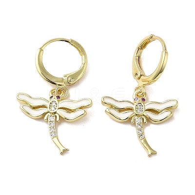 Dragonfly Golden Brass Dangle Leverback Earrings EJEW-L268-011G-02-1