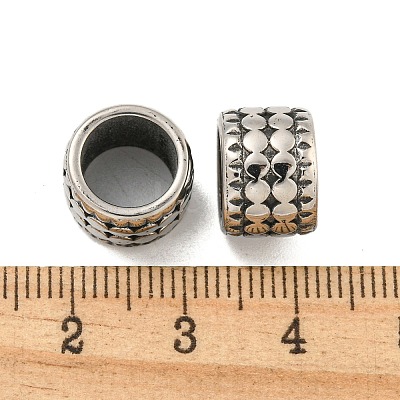 316 Surgical Stainless Steel Large Hole Beads Hand Polished STAS-Q326-09AS-10-1