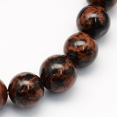 Natural Mahogany Obsidian Round Beads Strands G-S163-8mm-1