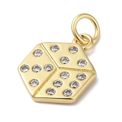 Rack Plating Brass Micro Pave Clear Cubic Zirconia Pendants KK-B092-32G-1