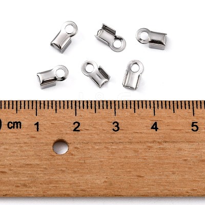 Tarnish Resistant 304 Stainless Steel Fold Over Crimp Cord Ends STAS-M009-01B-1