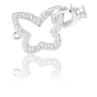 2Pcs 925 Sterling Silver Micro Pave Clear Cubic Zirconia Fold Over Clasps STER-BBC0008-47-1