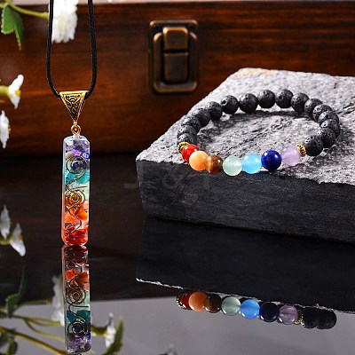 Energy Yoga Chakra Jewelry Set for Girl Women AJEW-SZ0002-12A-1