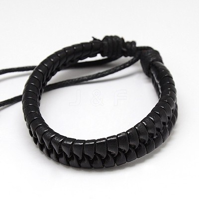 Trendy Unisex Casual Style Imitation Leather and Leather Bracelets X-BJEW-L302-01-1