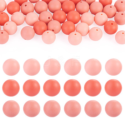 45Pcs 3 Colors Round Silicone Focal Beads SIL-TAD0001-01H-1