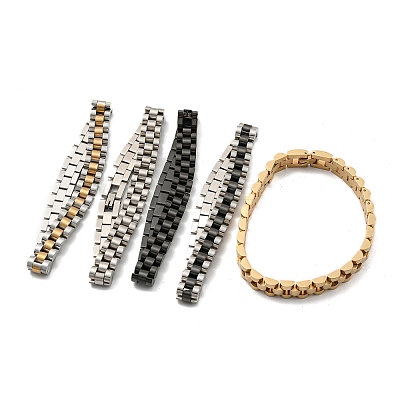 Ion Plating(IP) 304 Stainless Steel Thick Link Chain Bracelet Hand Polished BJEW-G649-10B-M-1