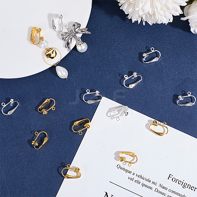 36Pcs 2 Colors Brass Clip-on Earring Findings KK-BBC0016-11-1