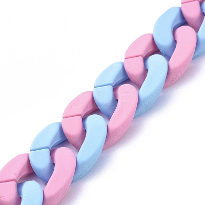 Handmade Opaque Spray Painted Acrylic Curb Chains AJEW-JB00618-02-1