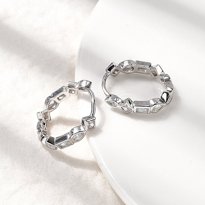 Brass Micro Pave Cubic Zirconia Hoop Earrings EJEW-P322-02P-1