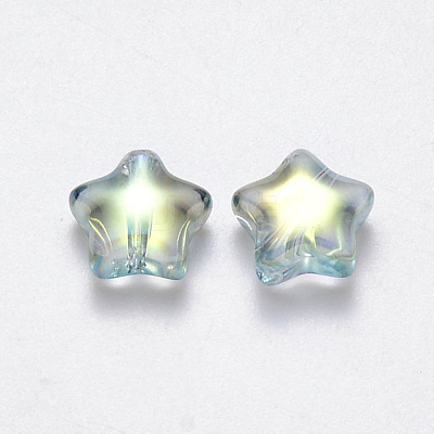 Transparent Spray Painted Glass Beads GLAA-R211-04-G01-1