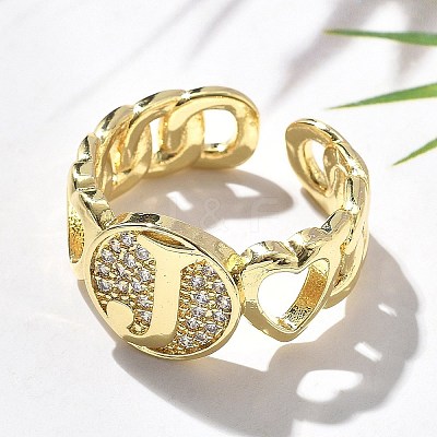 Brass Micro Pave Clear Cubic Zirconia Open Cuff Rings for Women RJEW-K289-02G-J-1