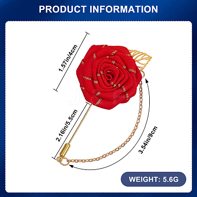 Flower Polyester Ribbon Brooches JEWB-WH20006-02A-1
