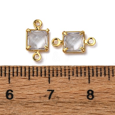 Brass Pave Clear Cubic Zirconia Connector Charms KK-Z121-06G-02-1