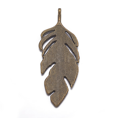 Tibetan Style Alloy Leaf Big Pendants X-PALLOY-A15448-AB-1