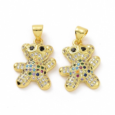 Brass Micro Pave Clear Cubic Zirconia Pendants ZIRC-F135-28G-03-1