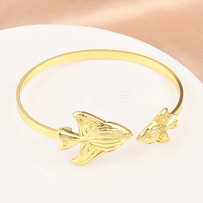 Marine Organism Brass Cuff Bangles for Women BJEW-D368-03O-G-1