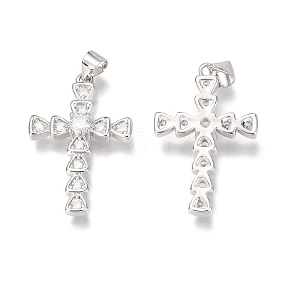 Brass Micro Pave Clear Cubic Zirconia Pendants ZIRC-O038-06P-1