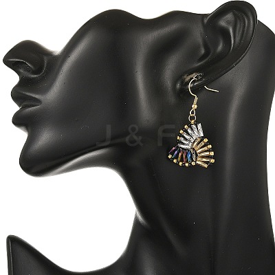 304 Stainless Steel with Glass Seed Beads Dangle Earrings EJEW-MZ00821-1