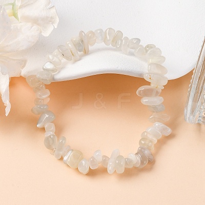 Natural White Moonstone Stretch Bracelets BJEW-JB03681-09-1