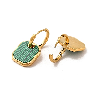 Synthetic Malachite Octogon Dangle Hoop Earring & Pendant Nacklace SJEW-P002-04G-1