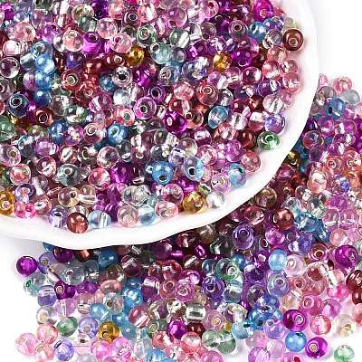 6/0 Baking Paint Transparent Fringe Glass Seed Beads SEED-N006-06-1