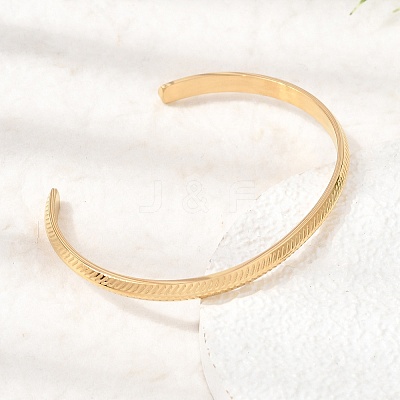304 Stainless Steel Textured Open Cuff Bangles for Women SA-CBAC920-11G-1
