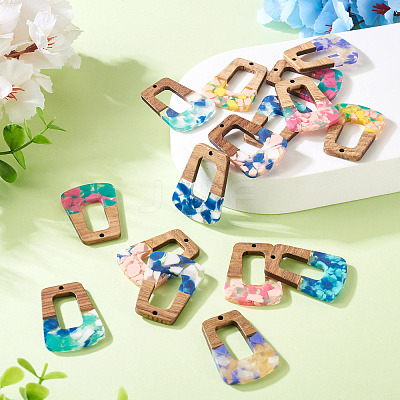 16Pcs 8 Colors Resin and Walnut Pendants FIND-TA0006-48-1