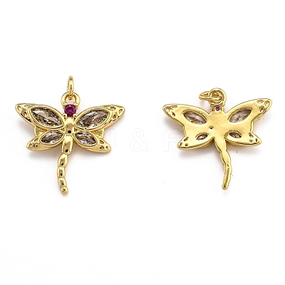 Brass Micro Pave Clear Cubic Zirconia Pendants ZIRC-J025-57G-1