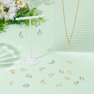 150Pcs 15 Styles 304 Stainless Steel Open Pendants STAS-WR0001-19A-1