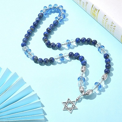 Alloy Star of David Pendant Necklace NJEW-JN04402-1