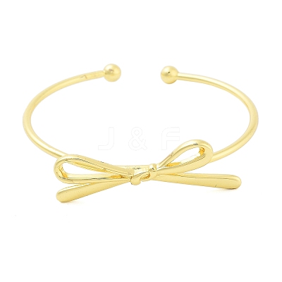 Brass Bowknot Cuff Bangles for Women BJEW-Z072-03G-03-1