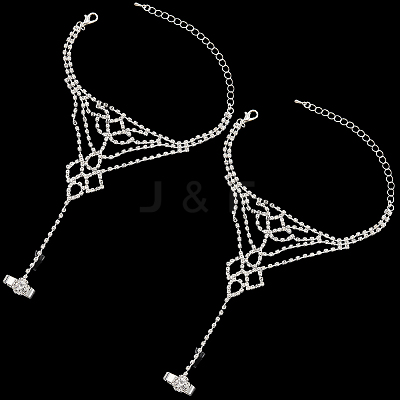 2Pcs Crystal Rhinestone Tennis Ring Bracelet BJEW-CN0001-18-1