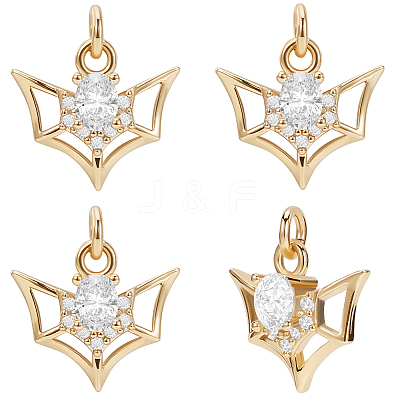 10Pcs Brass Micro Pave Cubic Zirconia Charms KK-BBC0015-42-1